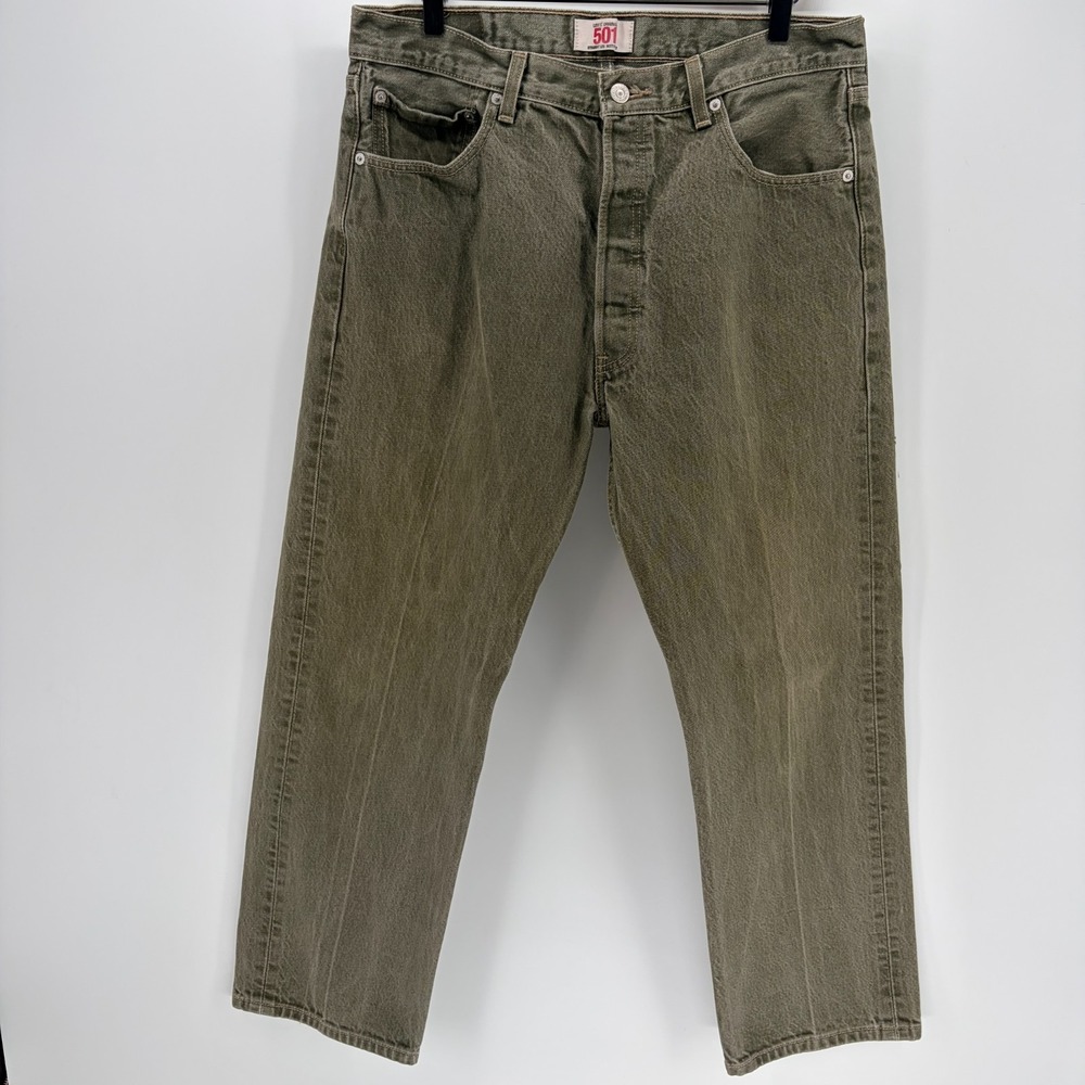 Levis Original 501 Straight Leg Button Fly Jeans Mens 36x30 Olive Green